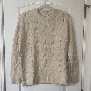 Nordstrom 100% Cashmere Cream Cable Knit Sweater